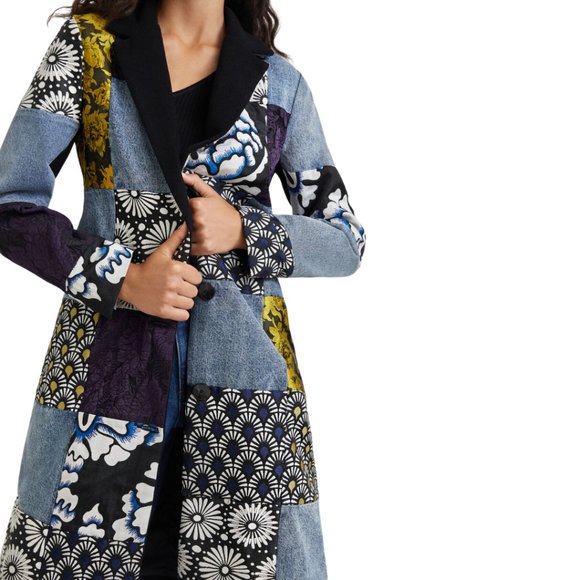 Vintage Styled Denim Mixed Media Coat - Picture 5 of 8